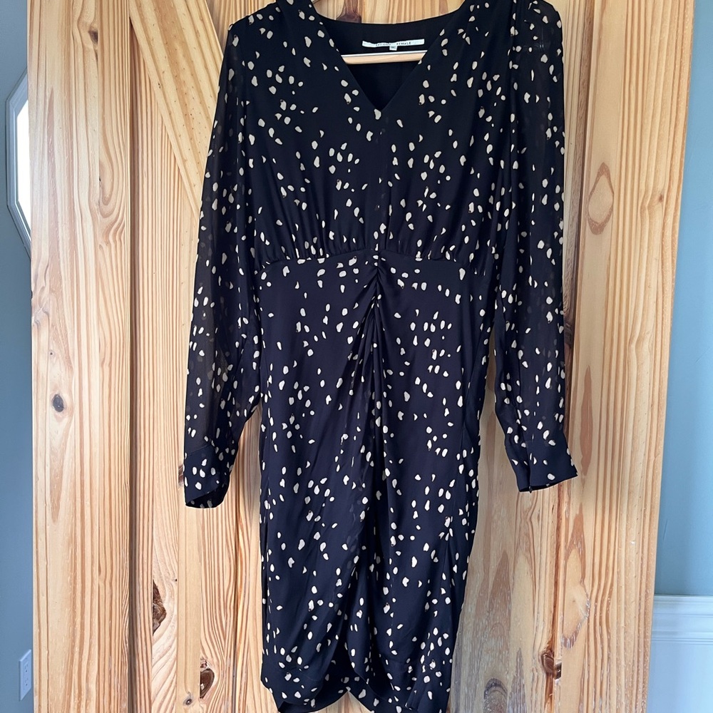 Elegant Black and Cream Long Sleeve Dress